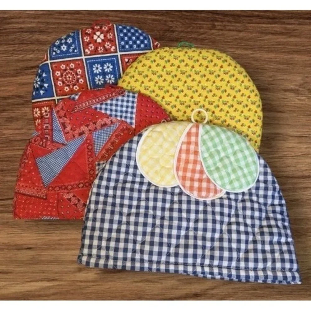 Retro Quilted Toaster Covers Appliance 70s Fabric Cottage Core Vtg Cute Set Of 4